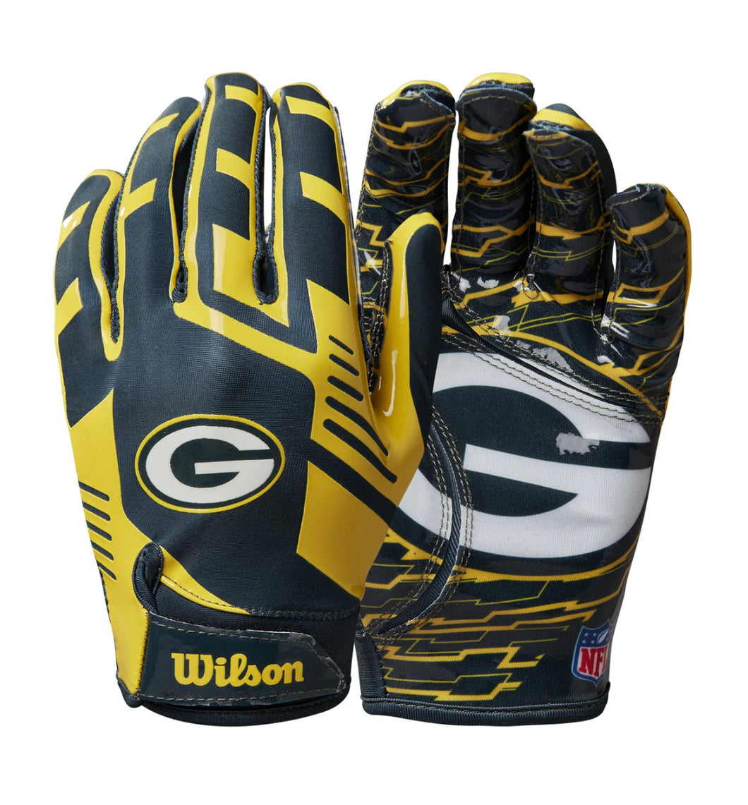NFL Stretch Fit Youth Receiver Gloves - Green Bay Packers